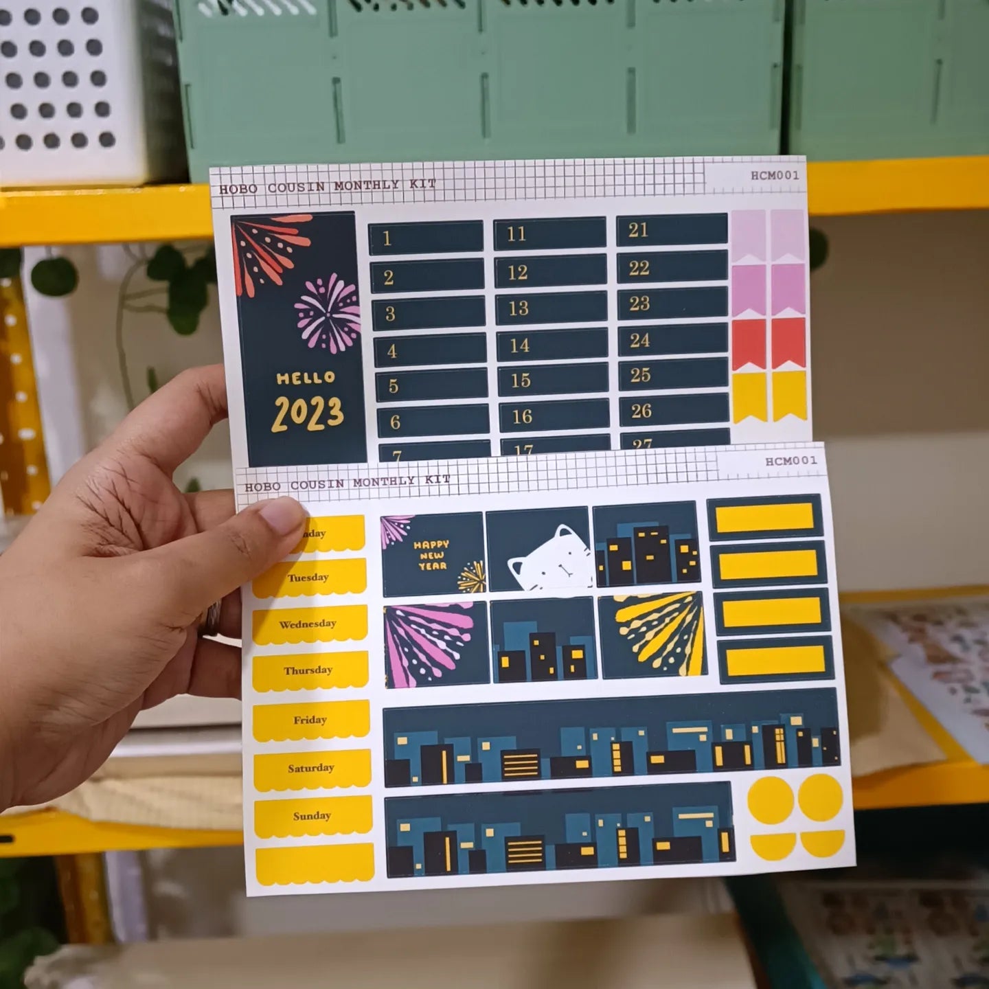 New Year | Hobonichi Cousin Monthly Stickers ( set of 2 ) | hcm001