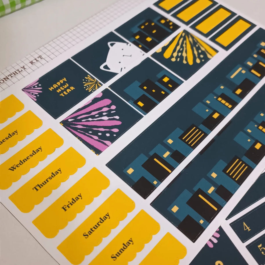 Happy New Year | Hobonichi Monthly Kit Sticker | HCM001 | HWM001