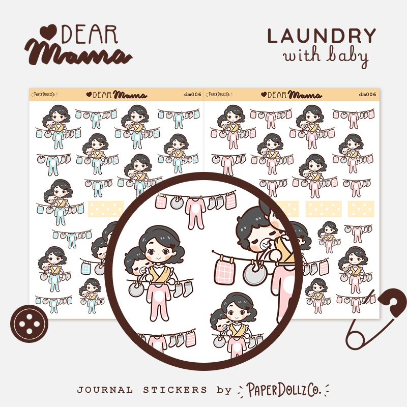 Laundry with baby | Dear Mama | PaperdollzCo | dm006b | dm006g