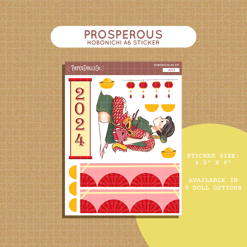 Prosperous | Year of the Rising Dragon | Hobonichi A6 Sticker Kit - a015