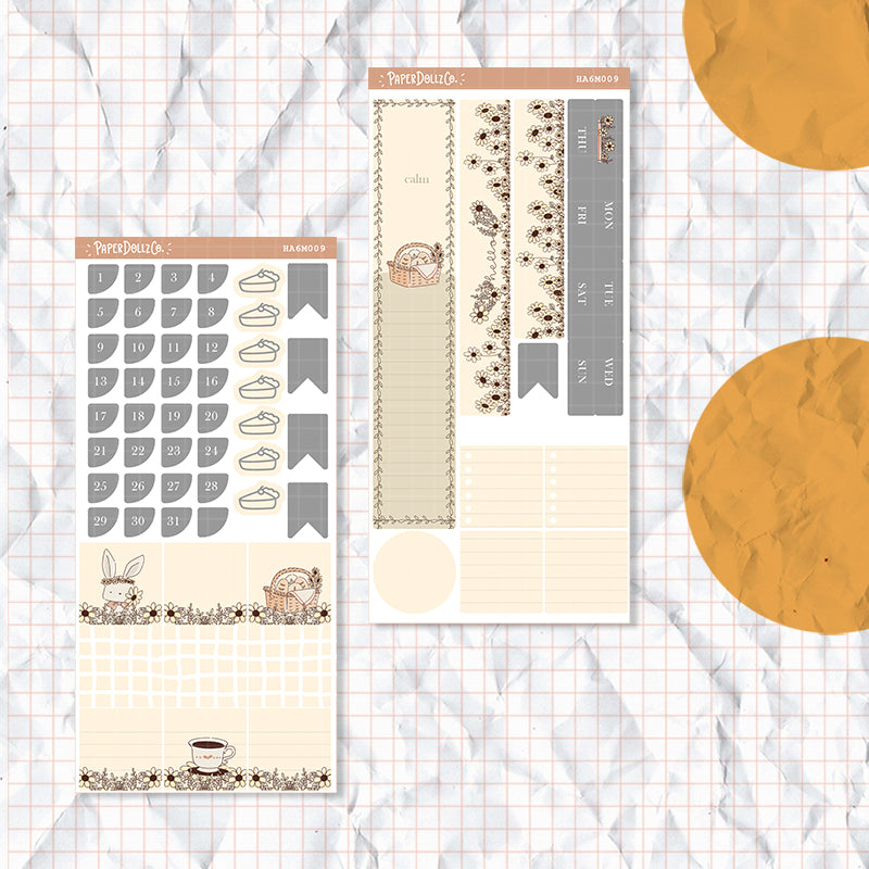 Minimalist | Hobonichi A6 Monthly Sticker ( set of 2 ) | -ha6m009