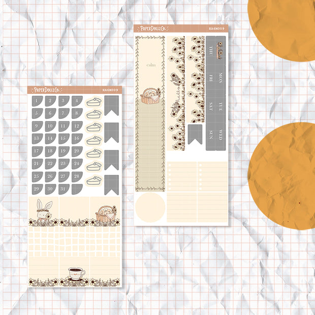 Minimalist | Hobonichi A6 Monthly Sticker ( set of 2 ) | -ha6m009