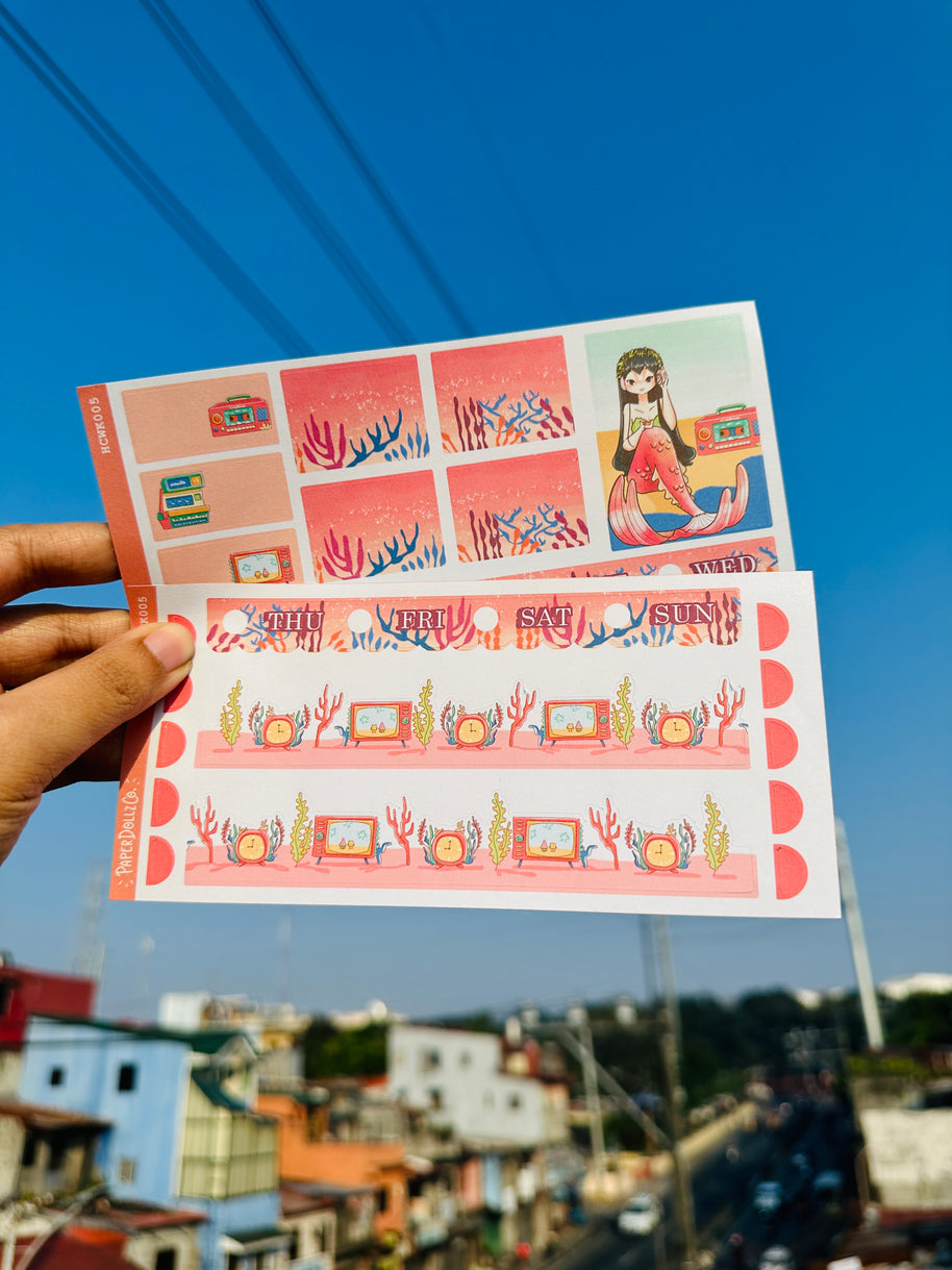 Retro | The Modern Mermaids | Hobonichi Cousin Weekly Kit | hcwk005