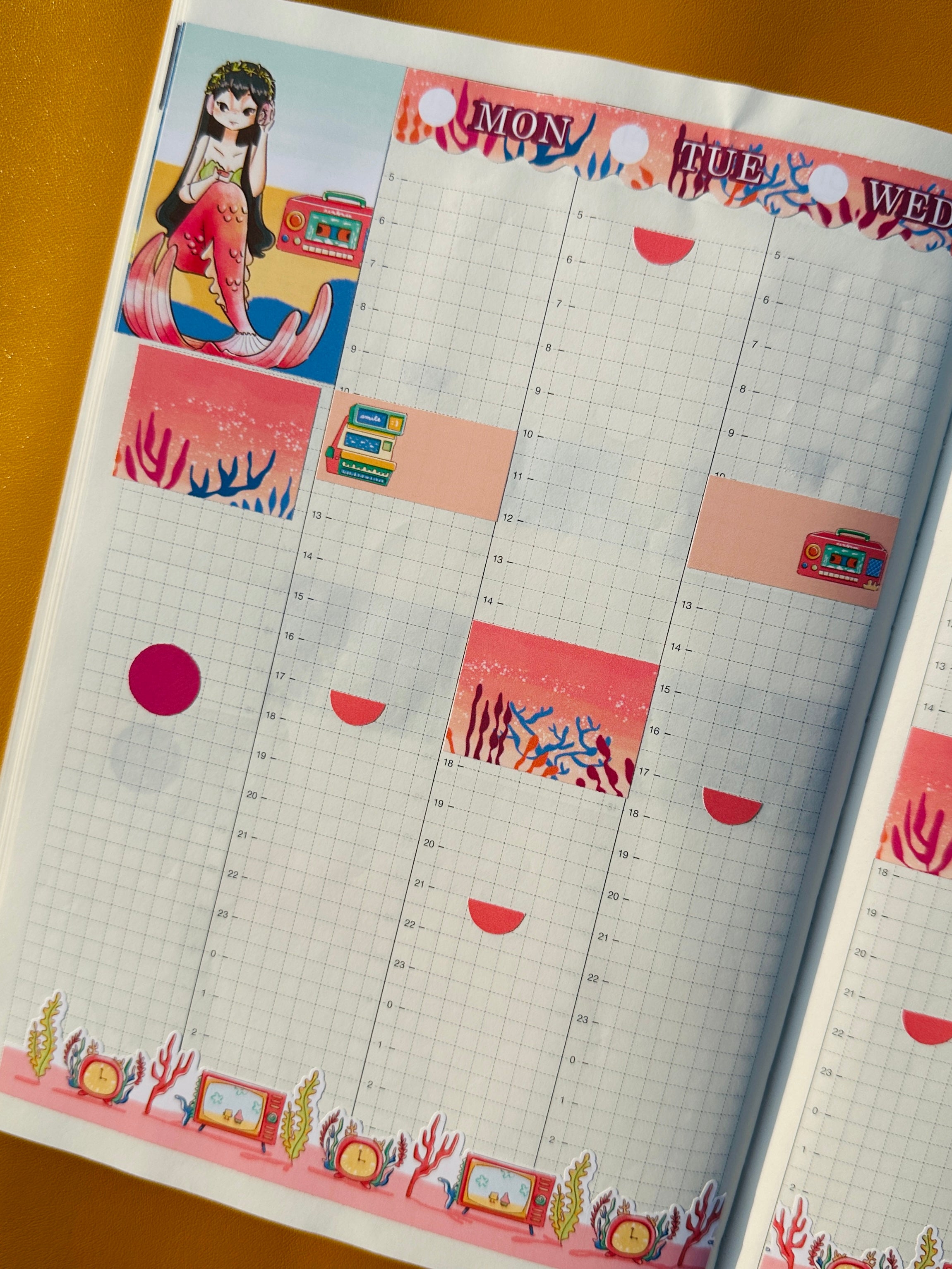 Retro | The Modern Mermaids | Hobonichi Cousin Weekly Kit | hcwk005