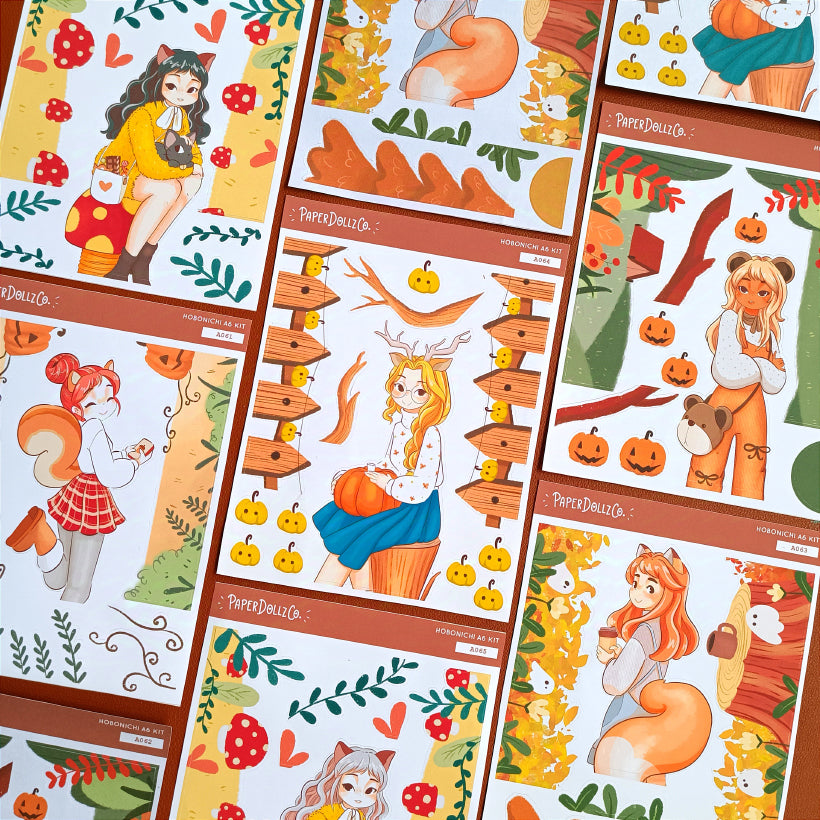 Squirrel | Fluffy Tails | Hobonichi A6 Daily Sticker Kit - a061