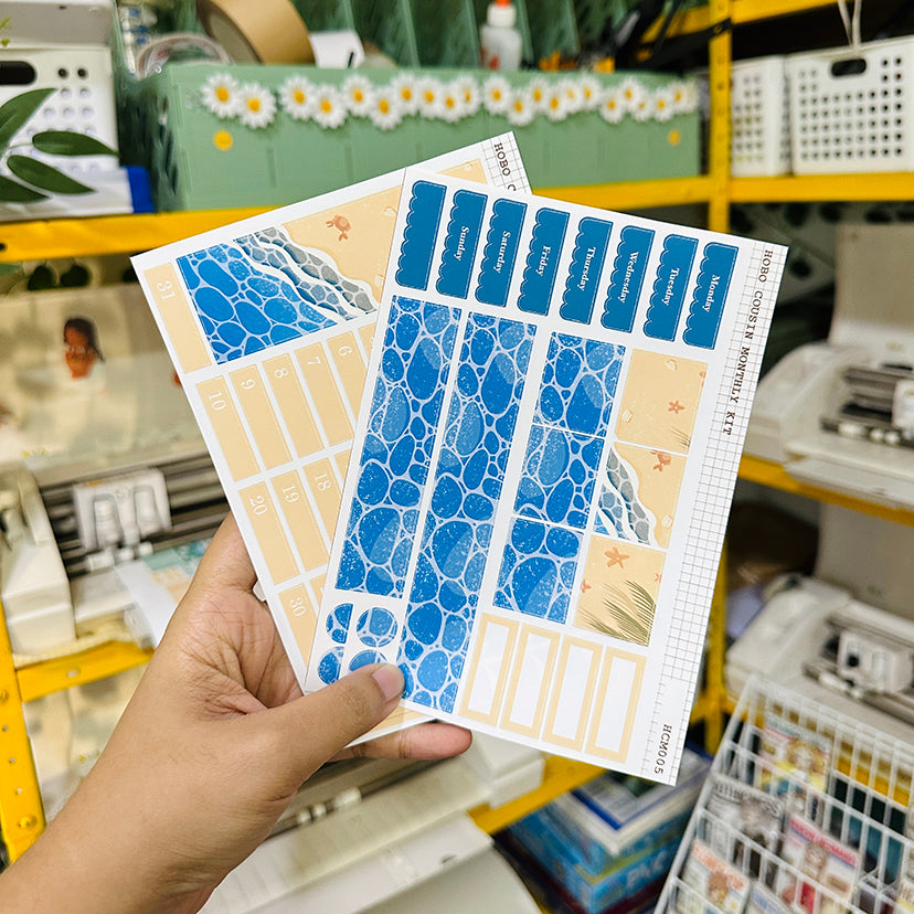 Beach | Hobonichi Cousin Monthly Stickers ( set of 2 ) | hcm005