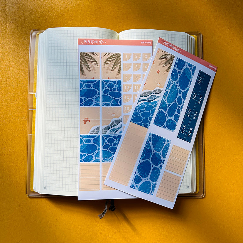 Beach | Hobonichi Weeks Monthly Stickers ( set of 2 ) | hwm005
