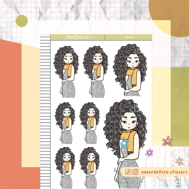 Yellow Scarf | Just Dolls Stickers | J142