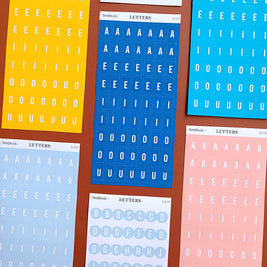 Letter Journal Sticker | Vowels | Beach Colors | PaperDollzCo | L005