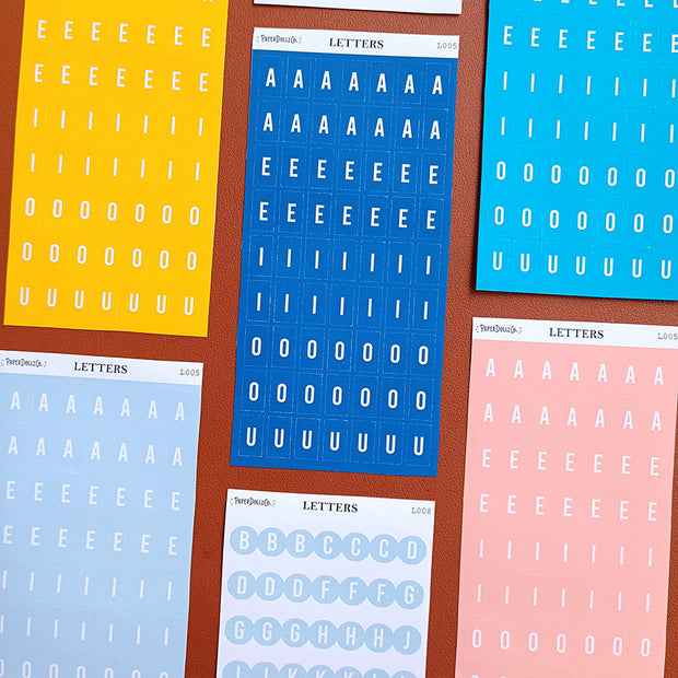 Letter Journal Sticker | Vowels | Beach Colors | PaperDollzCo | L005