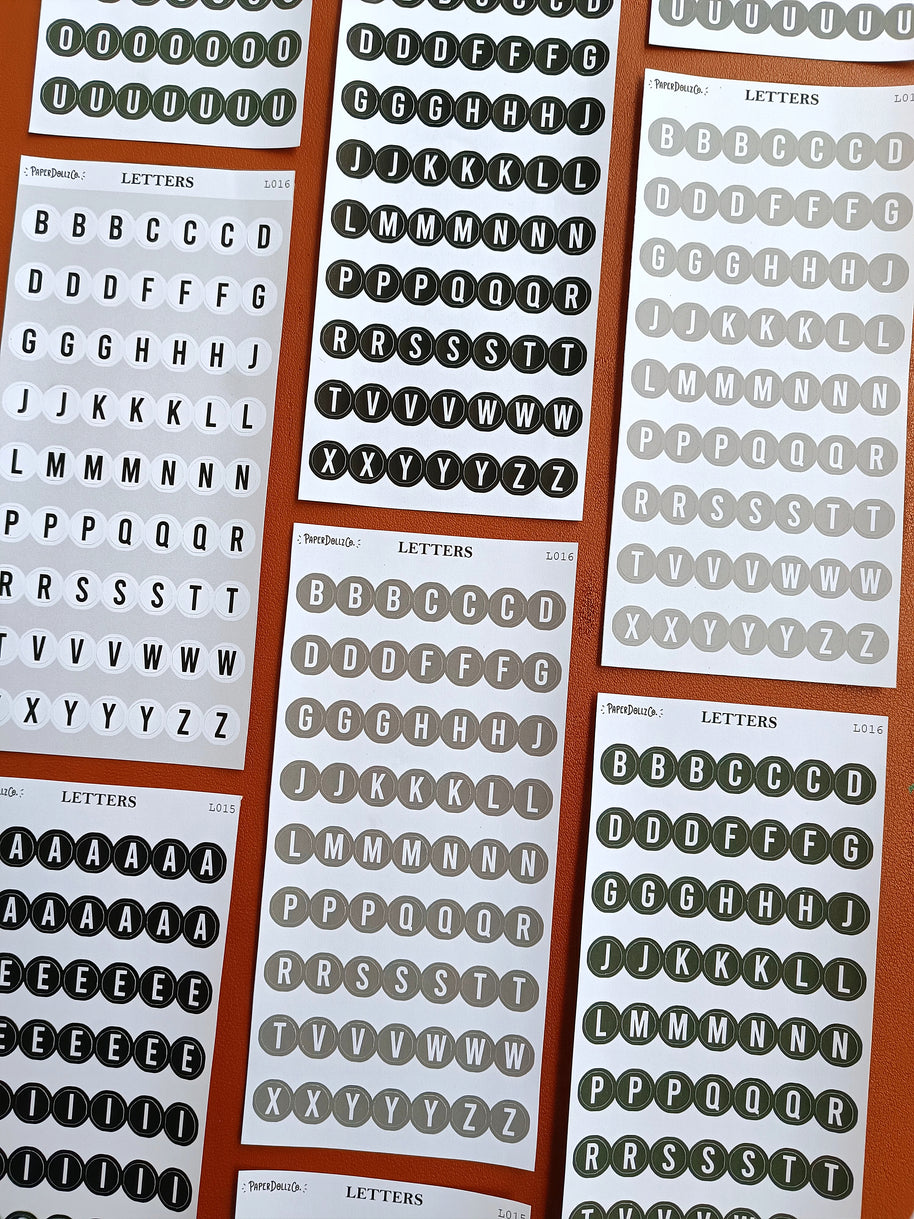 Letter Journal Sticker | Consonant | Monochromatic Colors | L016