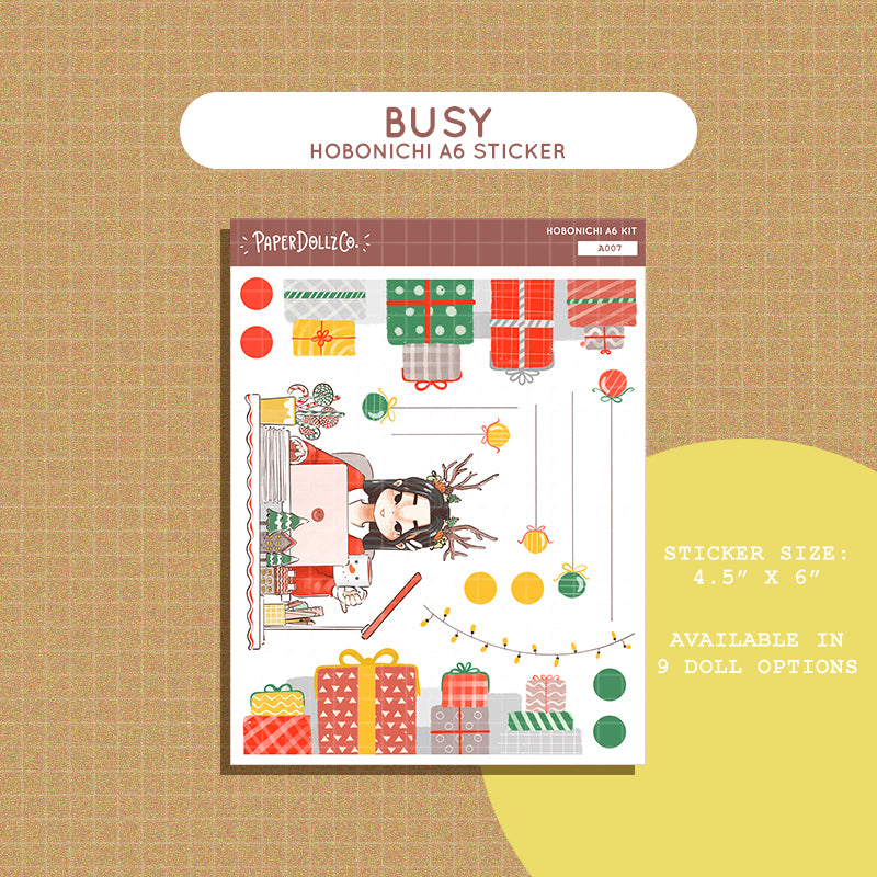 Busy | Joy to the Dolly World | Hobonichi A6 Daily Sticker Kit - a007