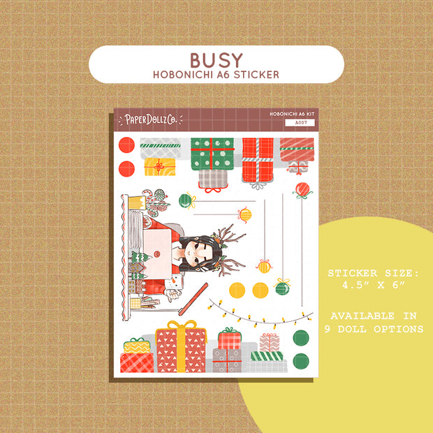 Busy | Joy to the Dolly World | Hobonichi A6 Daily Sticker Kit - a007