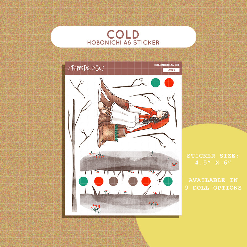Cold | Joy to the Dolly World | Hobonichi A6 Daily Sticker Kit - a010