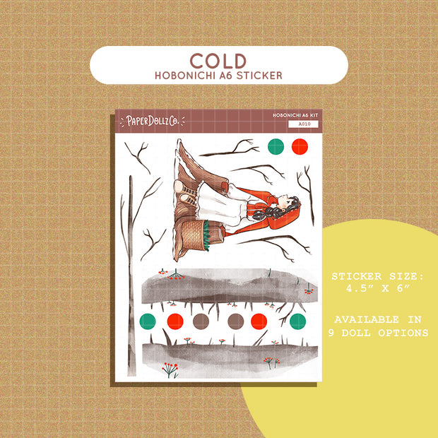 Cold | Joy to the Dolly World | Hobonichi A6 Daily Sticker Kit - a010