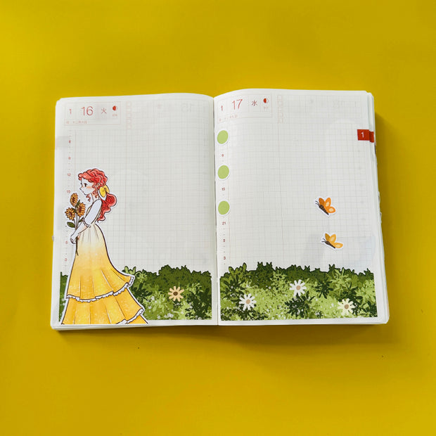 Vintage | Pretty Petal | Hobonichi A6 Sticker Kit - a018