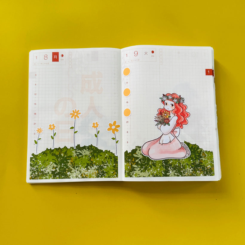 Blush | Pretty Petal | Hobonichi A6 Daily Sticker Kit - a019
