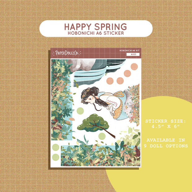 Happy | Spring Blossoming | Hobonichi A6 Daily Sticker Kit - a025