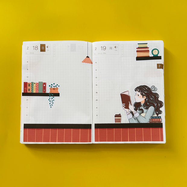 Bookworm | Alone Time | Hobonichi A6 Daily Sticker Kit - a029