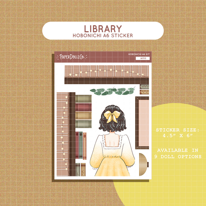 Library | Crowning Glory | Hobonichi A6 Daily Sticker Kit - a053