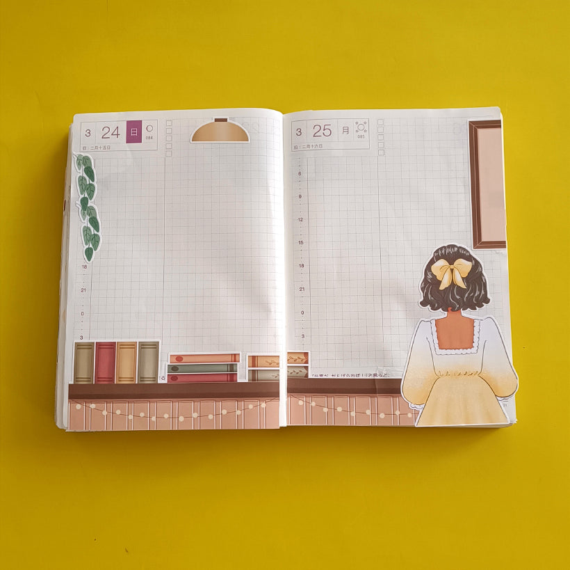Library | Crowning Glory | Hobonichi A6 Daily Sticker Kit - a053