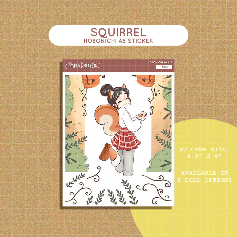 Squirrel | Fluffy Tails | Hobonichi A6 Daily Sticker Kit - a061