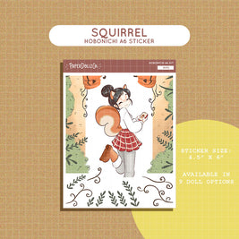 Squirrel | Fluffy Tails | Hobonichi A6 Daily Sticker Kit - a061