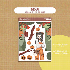 Bear | Fluffy Tails | Hobonichi A6 Daily Sticker Kit - a062