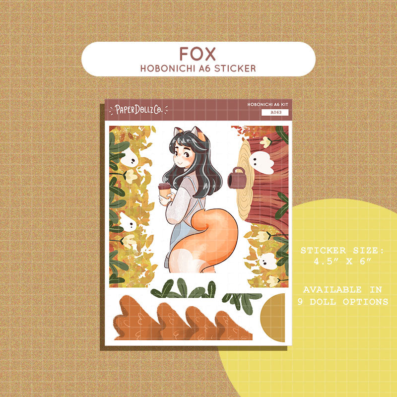 Fox | Fluffy Tails | Hobonichi A6 Daily Sticker Kit - a063