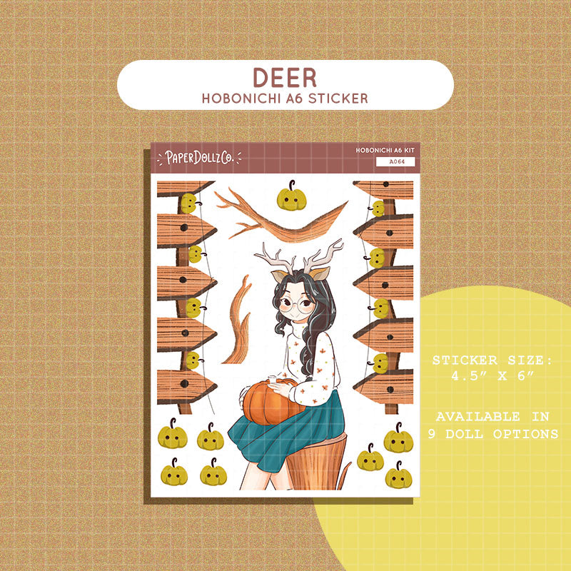 Deer | Fluffy Tails | Hobonichi A6 Daily Sticker Kit - a064