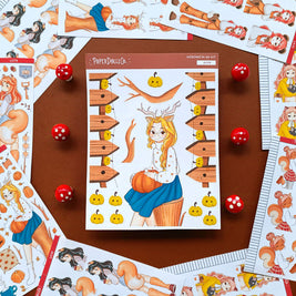 Deer | Fluffy Tails | Hobonichi A6 Daily Sticker Kit - a064