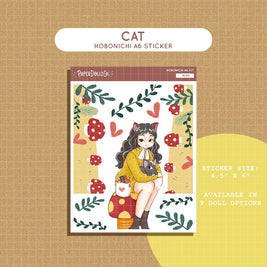 Cat | Fluffy Tails | Hobonichi A6 Daily Sticker Kit - a065