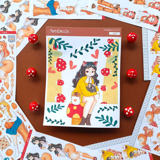 Cat | Fluffy Tails | Hobonichi A6 Daily Sticker Kit - a065