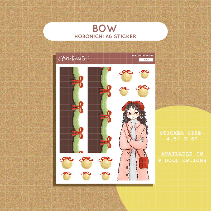 Bow | Winter Solstice | Hobonichi A6 Daily Sticker Kit - a074