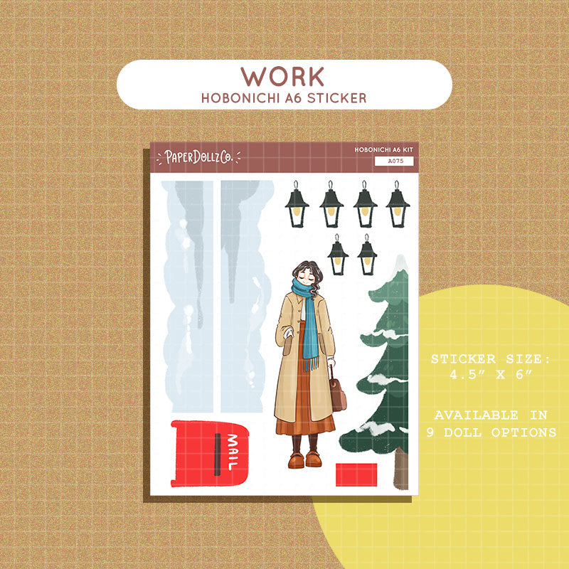 Work | Winter Solstice | Hobonichi A6 Daily Sticker Kit - a075