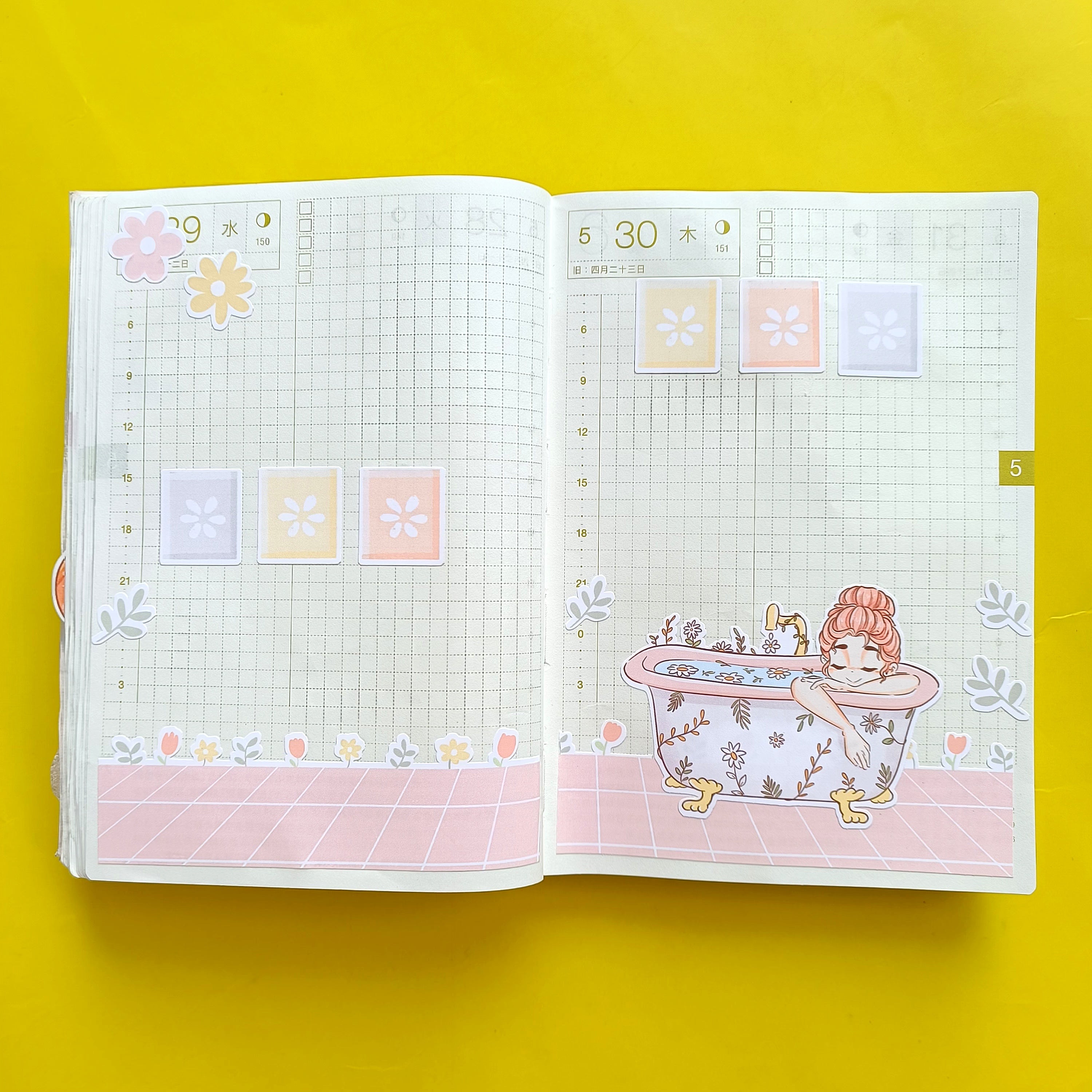 Bath | Reclaiming My Radiance | Hobonichi A6 Daily Sticker Kit - a082