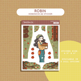 Robin | Birds of Autumn | Hobonichi A6 Daily Sticker Kit - a097