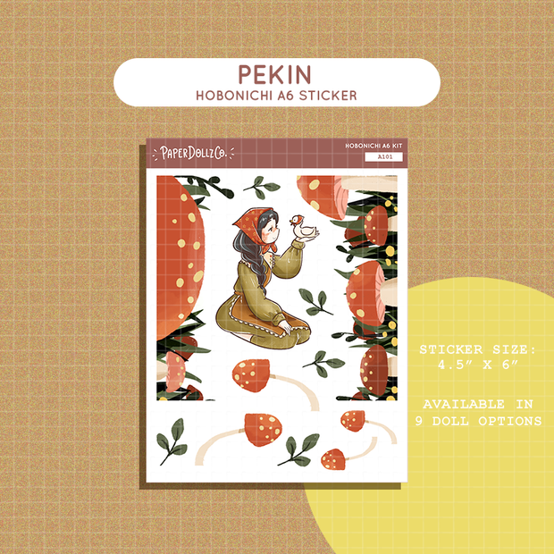 Pekin | Birds of Autumn | Hobonichi A6 Daily Sticker Kit - a101
