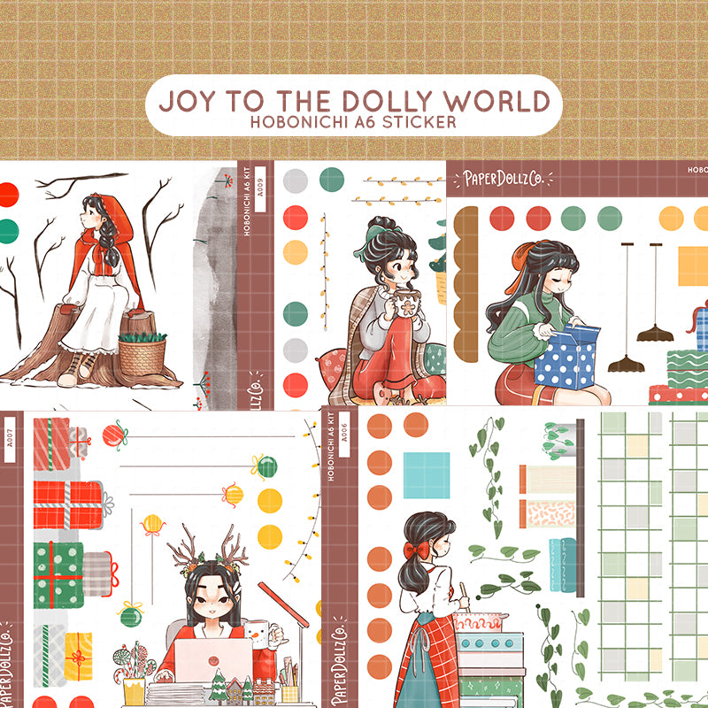 Blissful | Joy to the Dolly World | Hobonichi A6 Daily Sticker Kit - a009