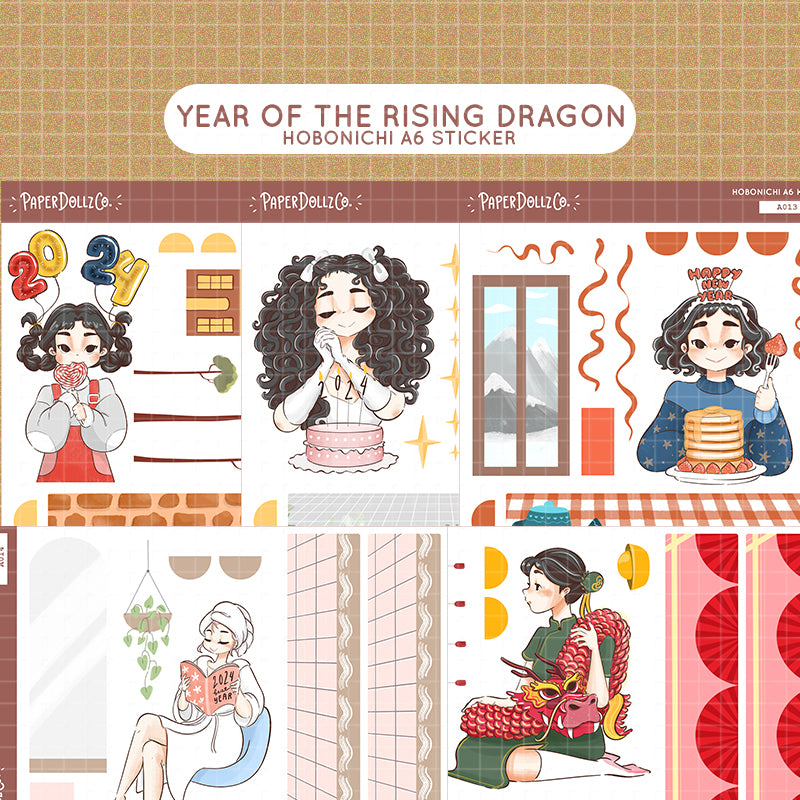 Abundant | Year of the Rising Dragon | Hobonichi A6 Daily Sticker Kit - a013