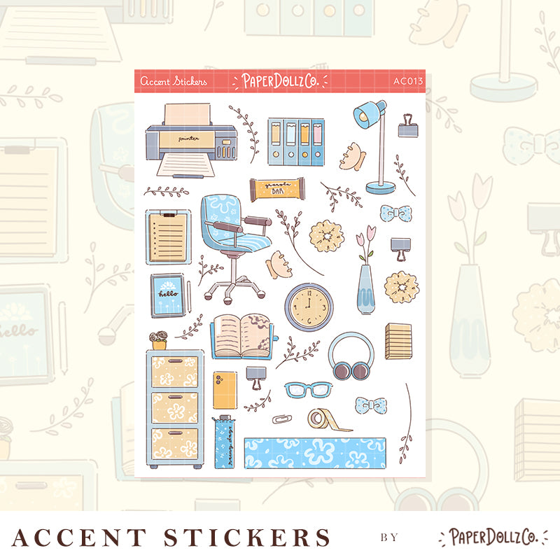 Work Office | Accent Sticker | PaperDollzCo | ac013