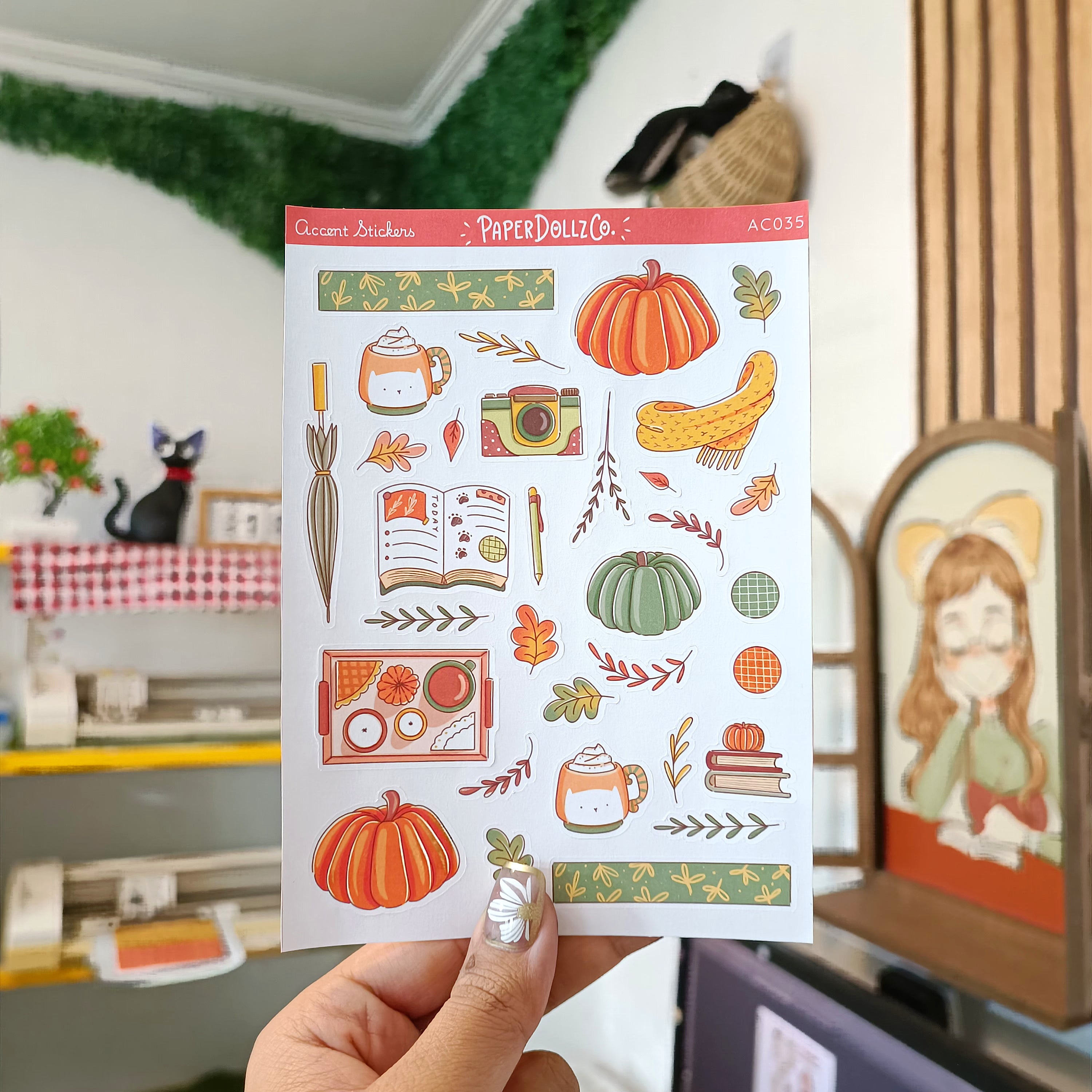 Autumn Purrfection | Accent Sticker | PaperDollzCo | ac035