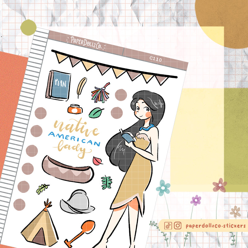 Native American Lady | The Planning Princess | Collection Sticker | C110