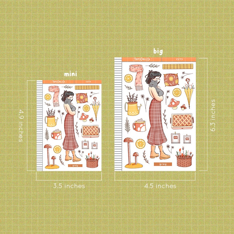 Gray Cat | Autumn Purrfection | Collection Stickers | C273