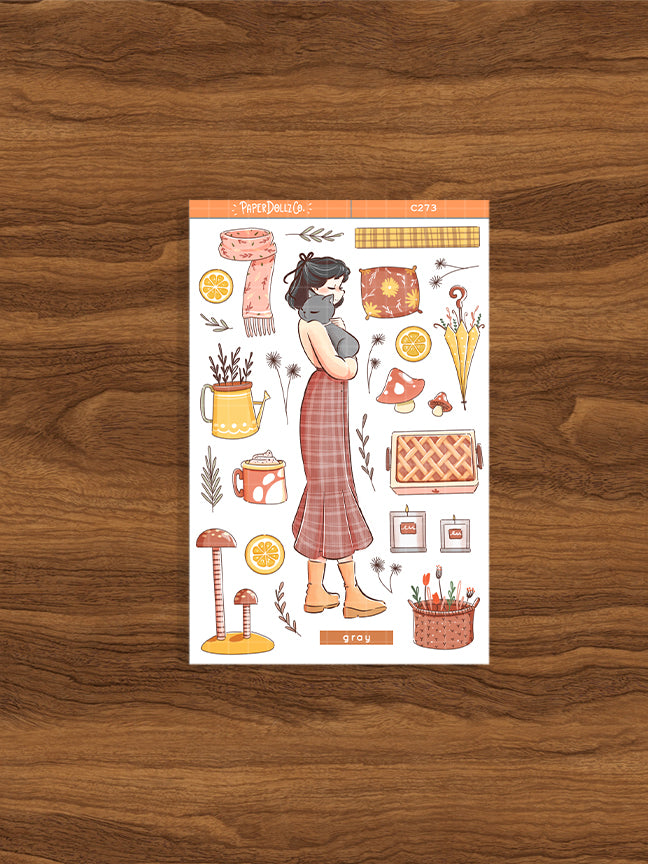 Gray Cat | Autumn Purrfection | Collection Stickers | C273