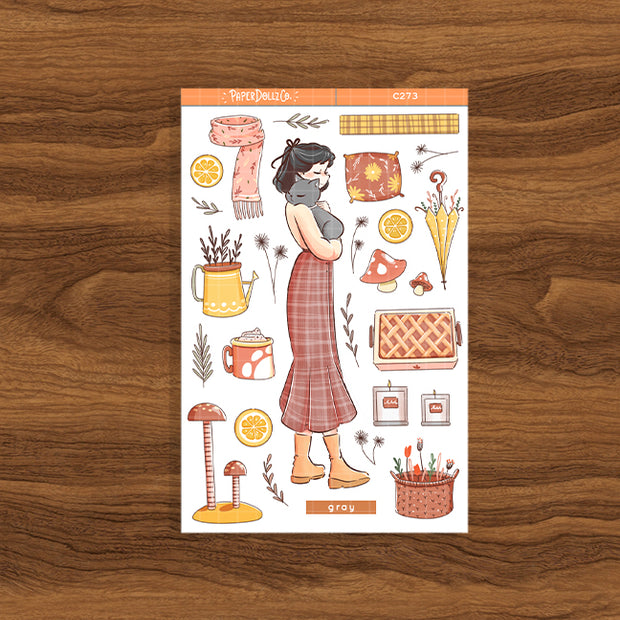 Gray Cat | Autumn Purrfection | Collection Stickers | C273