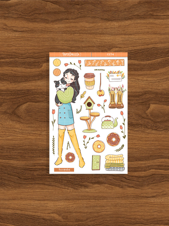 Tuxedo Cat | Autumn Purrfection | Collection Stickers | C274