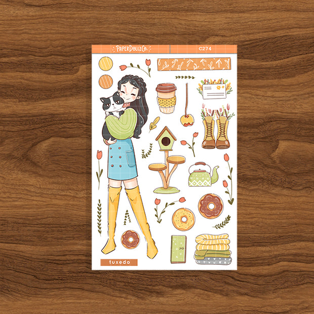 Tuxedo Cat | Autumn Purrfection | Collection Stickers | C274