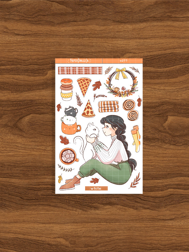 White Cat | Autumn Purrfection | Collection Stickers | C277