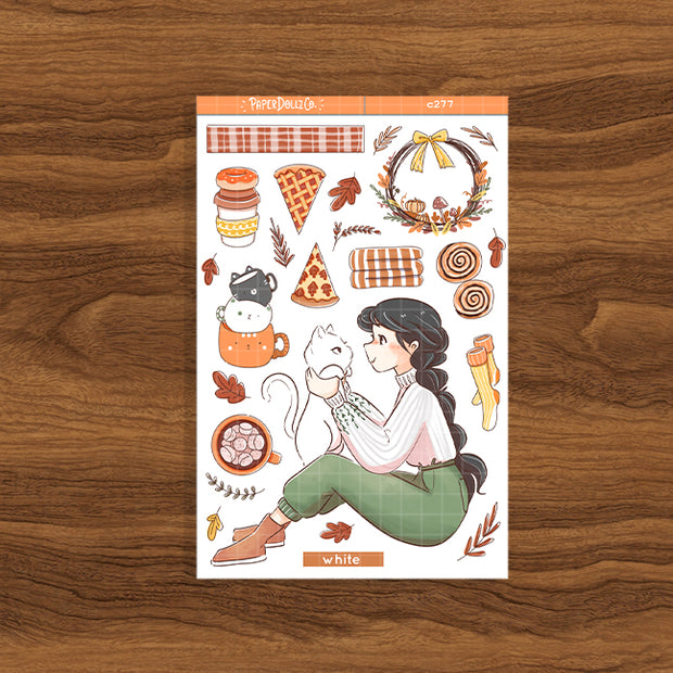 White Cat | Autumn Purrfection | Collection Stickers | C277